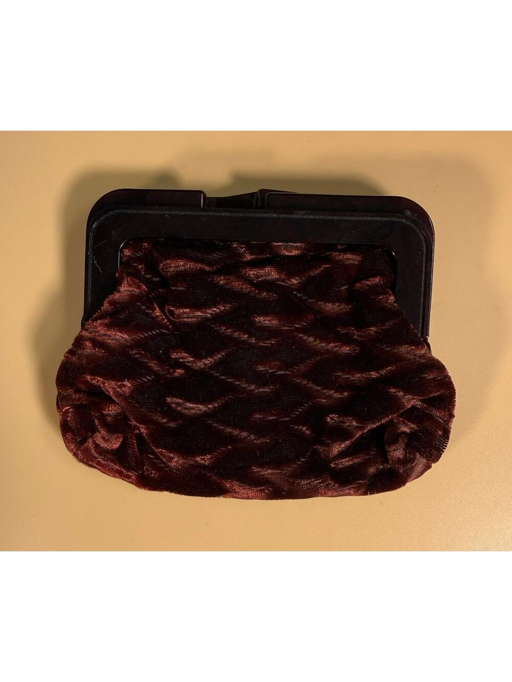 Bakelite Purse #158 Brown Textured Velvet Clutch Handbag Women's Accessory